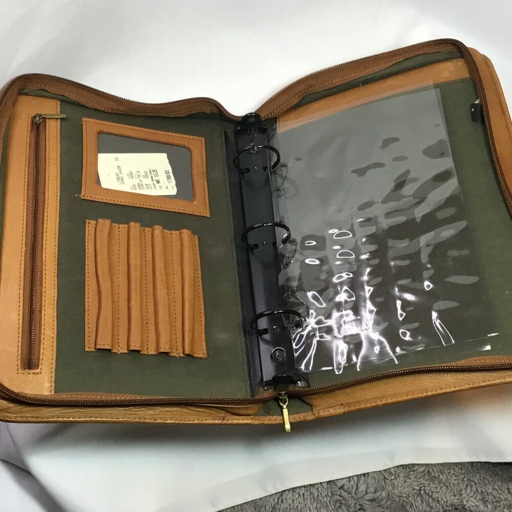 Boulder Ridge Leather Brown Binder Organizer Planner 3 Ring Zip Around